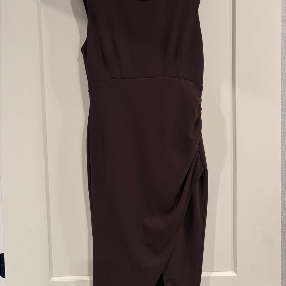 Calvin Klein Asymmetrical Brown Dress